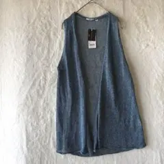 新品 UNIQLO M プレミアムリネン ジレ（ノースリーブ）前開きベストのサムネイル