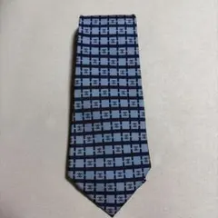 CHANEL シルク ネクタイ 青系 ロゴパターン