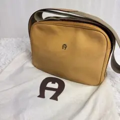 【保管袋付き】アイグナー　ショルダーバッグ　レザー　ブラウン　ゴールド　大きめ