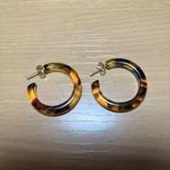 ブラウン アクリル フープピアス