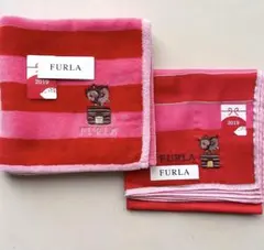 【新品タグ付き】フルラ ハンカチ レディース ピンク 干支 限定 ボーダー 2点