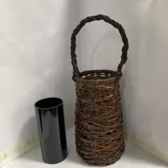竹籠 花籠 持ち手付花入れ 花器 かご　竹細工 和風 レトロ