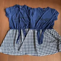ネイビー 半袖ワンピース 姉妹でお揃い