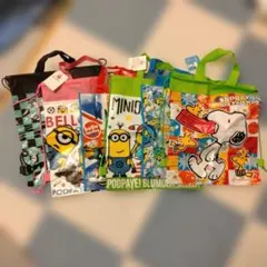 ミニオン・スヌーピー・和柄ナップザック、手提げバック　6個セット