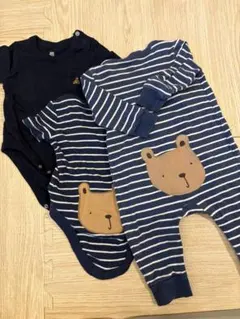 クマ刺繍ロンパース・ボディスーツセット