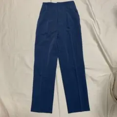ブルー ハイウエストテーパードパンツ　S