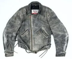 1980s ビンテージ　レザーライダースジャケット　ダブルブレスト　古着屋　黒