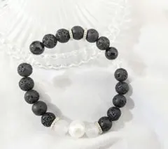 ラバストーン ホワイトカルセドニー 天然石ブレスレット 安定 浄化 チョウピラコ