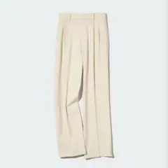 未使用UNIQLO タックワイドパンツ ツータック クリーム Lサイズ　ユニクロ