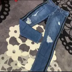 ダメージデニム ラインパンツ インポート 美品 ANAPUSA 韓国