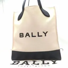 【近年】バリー Bar トートバッグ レザー×キャンバス A4可 肩掛け 白×黒