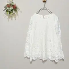 ロペピクニック 【M】 花柄レース ブラウス きれいめ フォーマル ホワイト