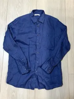 UNIQLO ユニクロ　プレミアムリネンシャツ 長袖　ネイビー　M