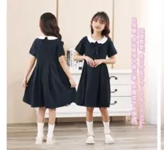 キッズ　フォーマル丸襟ワンピース ネイビー 165cm