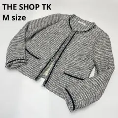 the shop tk ノーカラーツイードジャケット　M 白黒