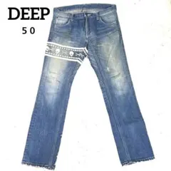 DEEP　ディープ　デニム ジーンズ　スカル クロスボーン　骨 ラインデザインのサムネイル
