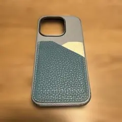 iPhone用合成皮革ケース グレー/青