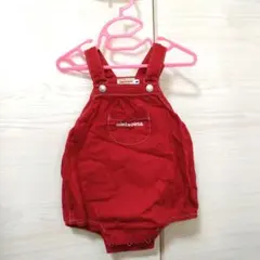 ミキハウス オリジナル 赤いオーバーオールロンパース M(80-90)