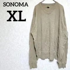 ソノマ ニット セーター Vネック 長袖 XL ベージュ 綿 ビッグサイズのサムネイル