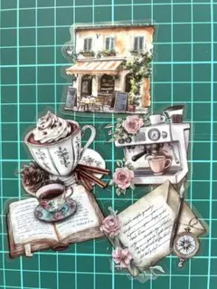 PETステッカー　カフェ　アンティーク　50枚