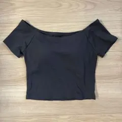 GU ブラカップ付きTシャツ　オフショルダーM ダークグレー
