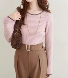 配色リブニット