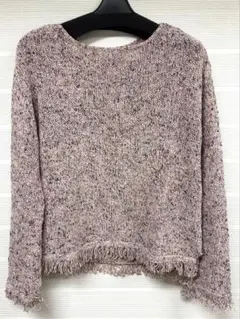 theory luxeピンクミックスフリンジヘムの長袖ニット38新品未使用タグ付