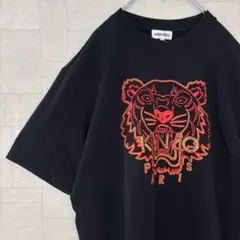 【希少XLサイズ】KENZO ☆刺繍タイガー　ロゴ　ブラック Tシャツ