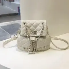 SHEIN キルティング チェーンショルダー ミニリュック ホワイト