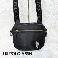 US POLO ASSN. ショルダーバッグ ブラック ロゴベルト ナイロン