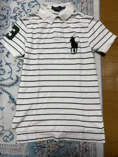ストライプ柄 ポロシャツ 3の刺繍付き ラルフローレン POLO