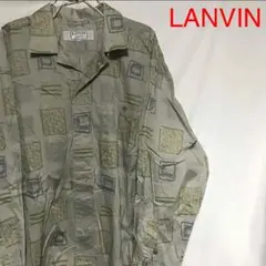 LANVIN 総柄開襟シャツ アート柄 ペイント水彩画 油絵 幾何学模様 レトロ