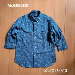 McGREGOR マックレガー 七分袖 ボタンダウン ストライプ柄 ブルー Lのサムネイル