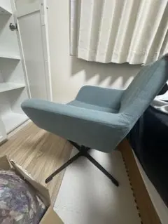 青いファブリック スワベルチェア