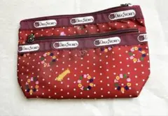 drug store’s（ドラッグストアーズ）ポーチ 赤 ドット柄 中古品
