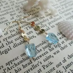 スカイブルートパーズ14kgfチェーンピアス〜天然石ピアス〜