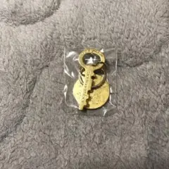 金色のキーと円形チャームのキーホルダー