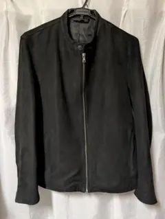 GU ブラック シングルライダースジャケット　コットンスウェード XL