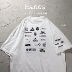 00’s Hanes 白Tシャツ 企業ロゴ　花火