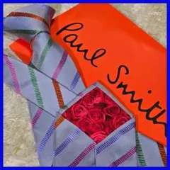 【美品】Paul Smith ネクタイ 高級シルク レジメンタル柄 花柄 日本製