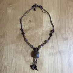 エスニック風ネックレス 天然石 木製ビーズ