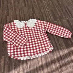 futafuta 120cm 襟付き 赤 チェック トレーナー