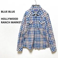 BLUE BLUE ウエスタンシャツ インディゴ染 コットン 100 チェックのサムネイル