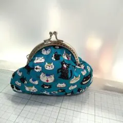 がま口 ハンドメード 猫ちゃん柄