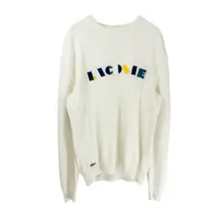 LACOSTE ラコステ コットンセーター 特殊プリント ホワイト 美品 L相当のサムネイル