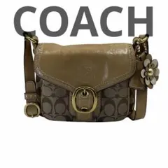 COACH F12501 ポーチ シグネチャー キャンバス エナメル ベージュ