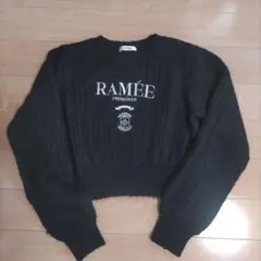 NICE CLAUP RAMÉE ロゴ刺繍 ニット ブラック