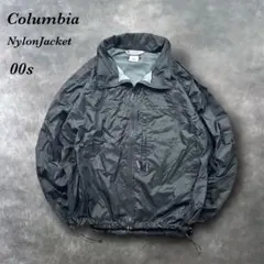 コロンビア古着00sパッカブル黒ナイロンジャケット裾ドローコード　Y2K T88