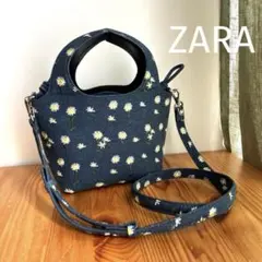 ZARA デニム デイジー バケットバッグ