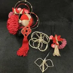 和風髪飾りセット 5点 赤金